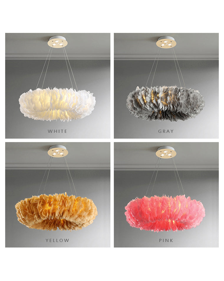 Olverai Feather Round Pendant Light