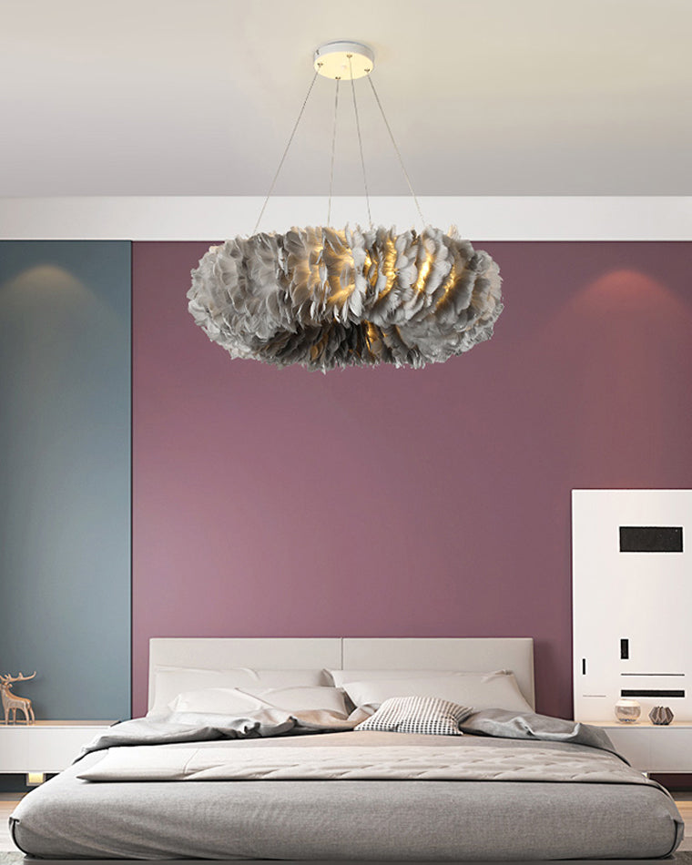 Olverai Feather Round Pendant Light