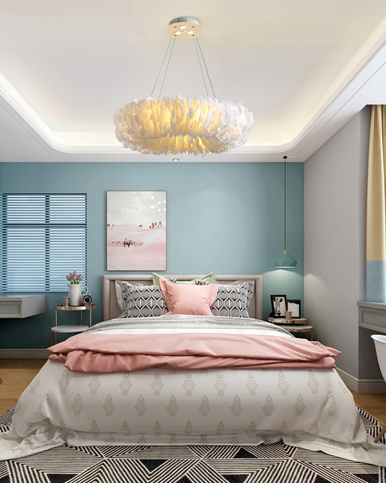 Olverai Feather Round Pendant Light