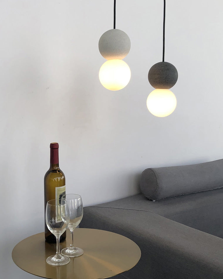 Olverai White & Black Glass Globe Pendant Light