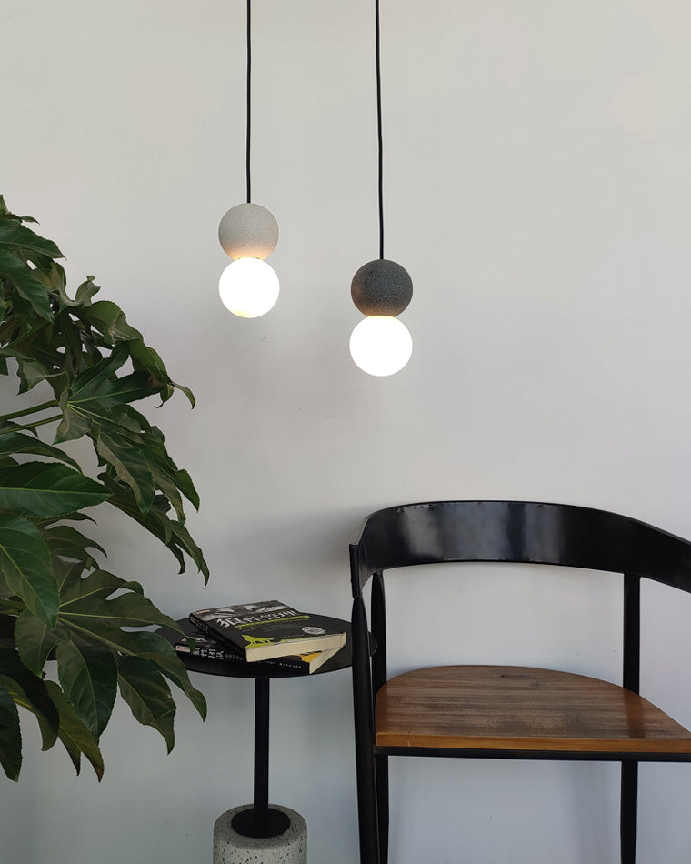 Olverai White & Black Glass Globe Pendant Light