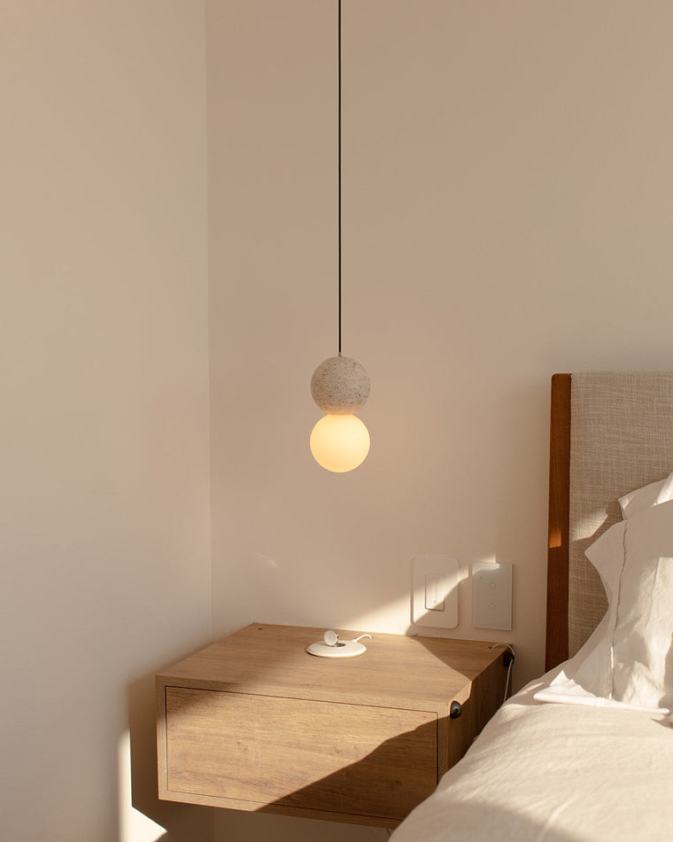 Olverai White & Black Glass Globe Pendant Light