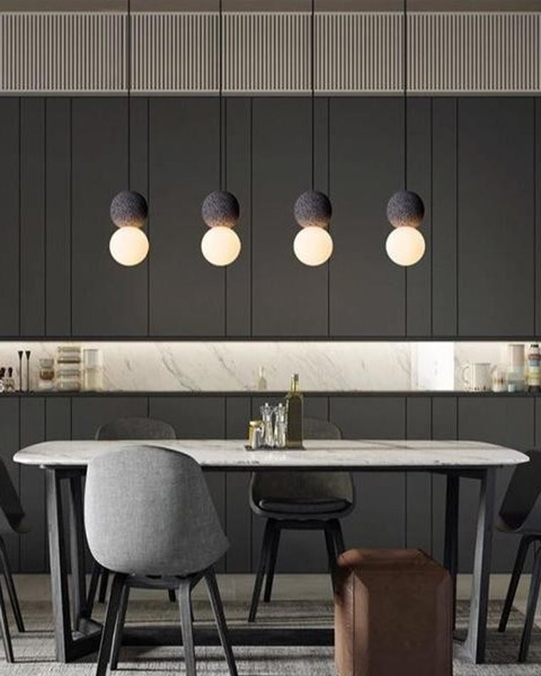 Olverai White & Black Glass Globe Pendant Light