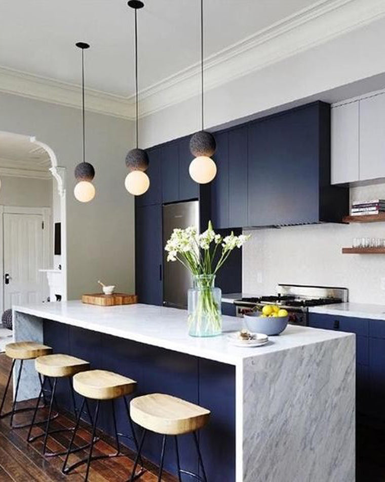 Olverai White & Black Glass Globe Pendant Light