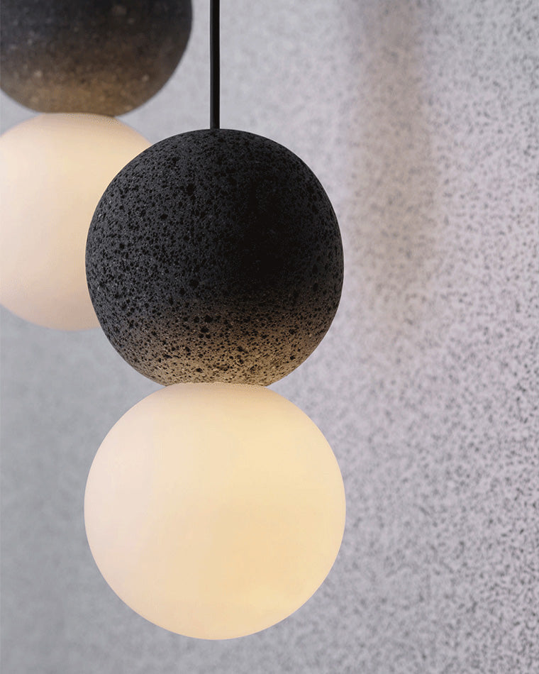 Olverai White & Black Glass Globe Pendant Light