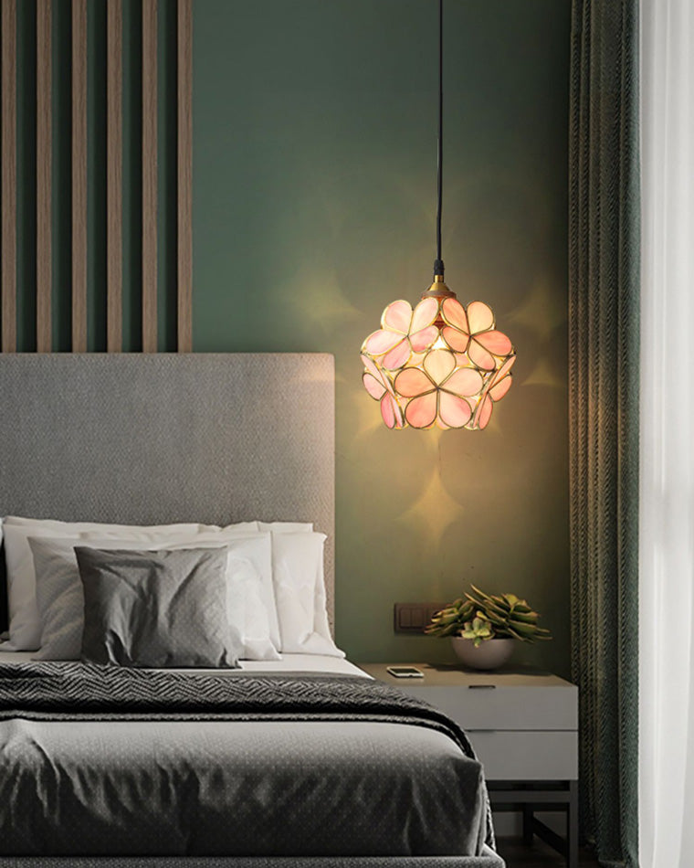 Olverai Cherry Blossom Stained Glass Pendant Light