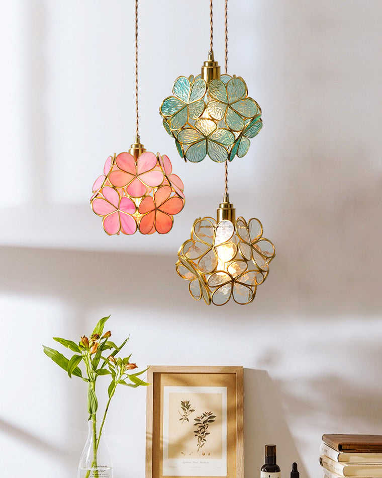 Olverai Cherry Blossom Stained Glass Pendant Light