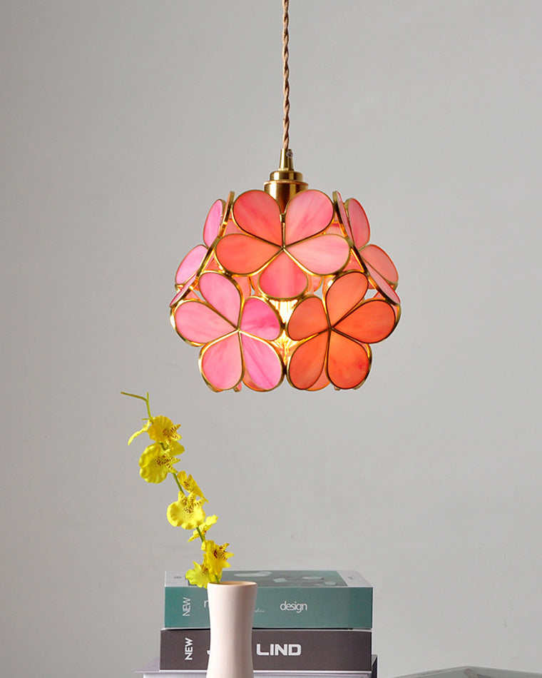 Olverai Cherry Blossom Stained Glass Pendant Light