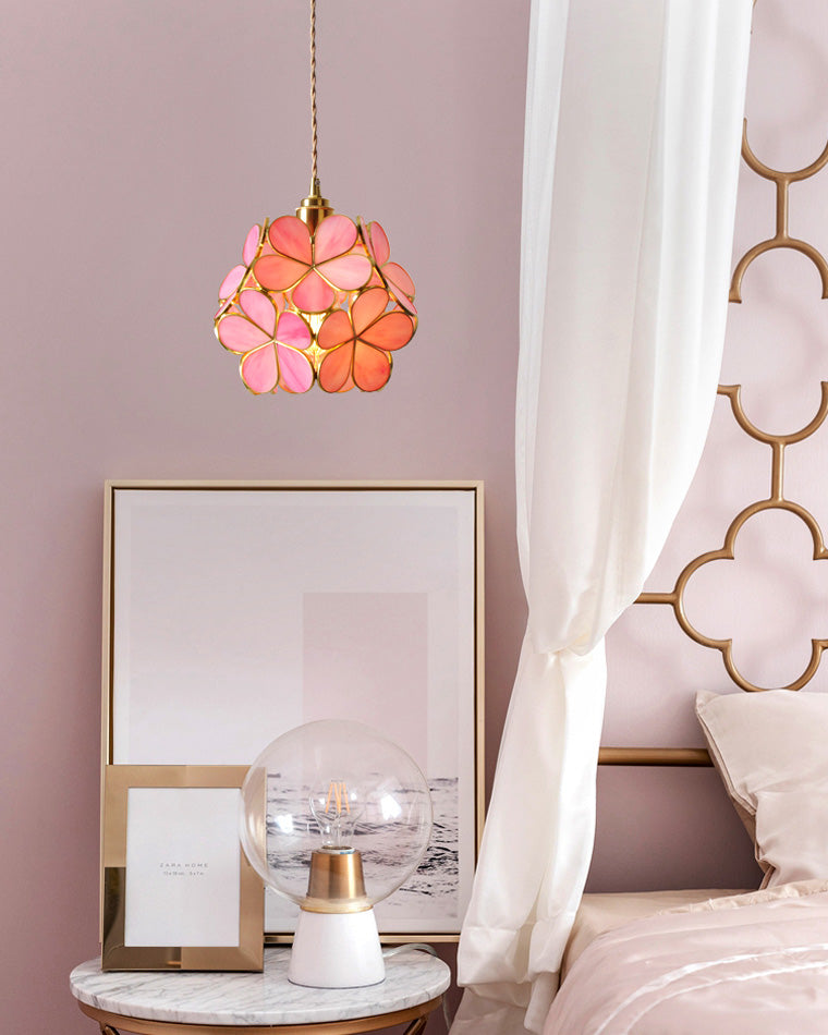 Olverai Cherry Blossom Stained Glass Pendant Light