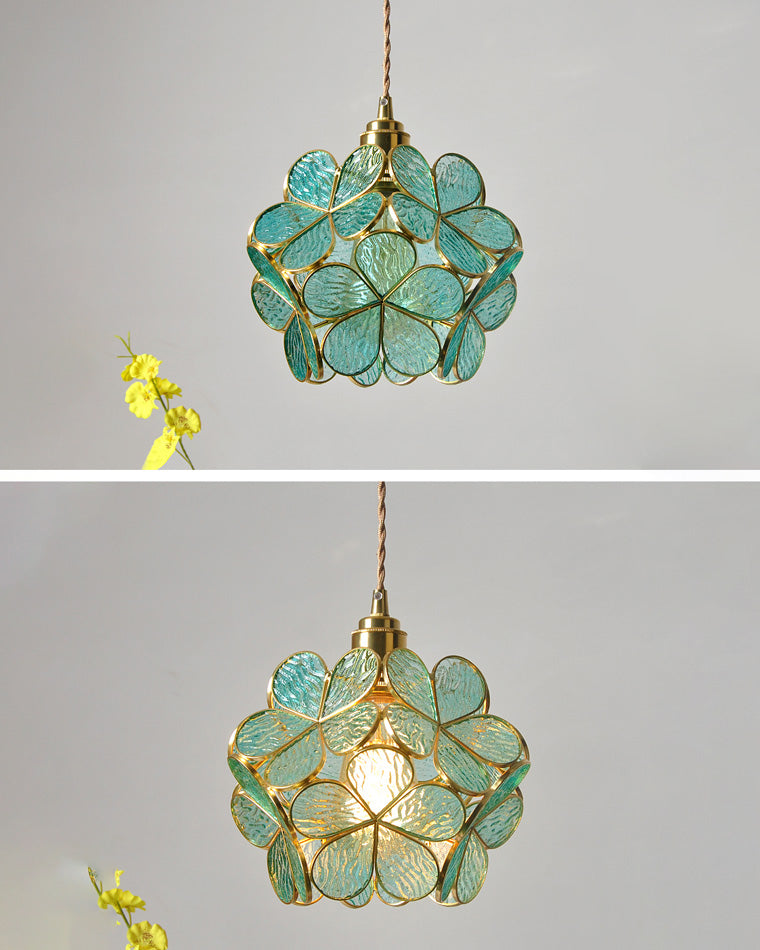 Olverai Cherry Blossom Stained Glass Pendant Light