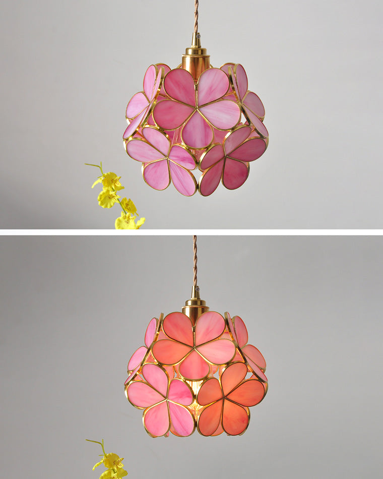 Olverai Cherry Blossom Stained Glass Pendant Light