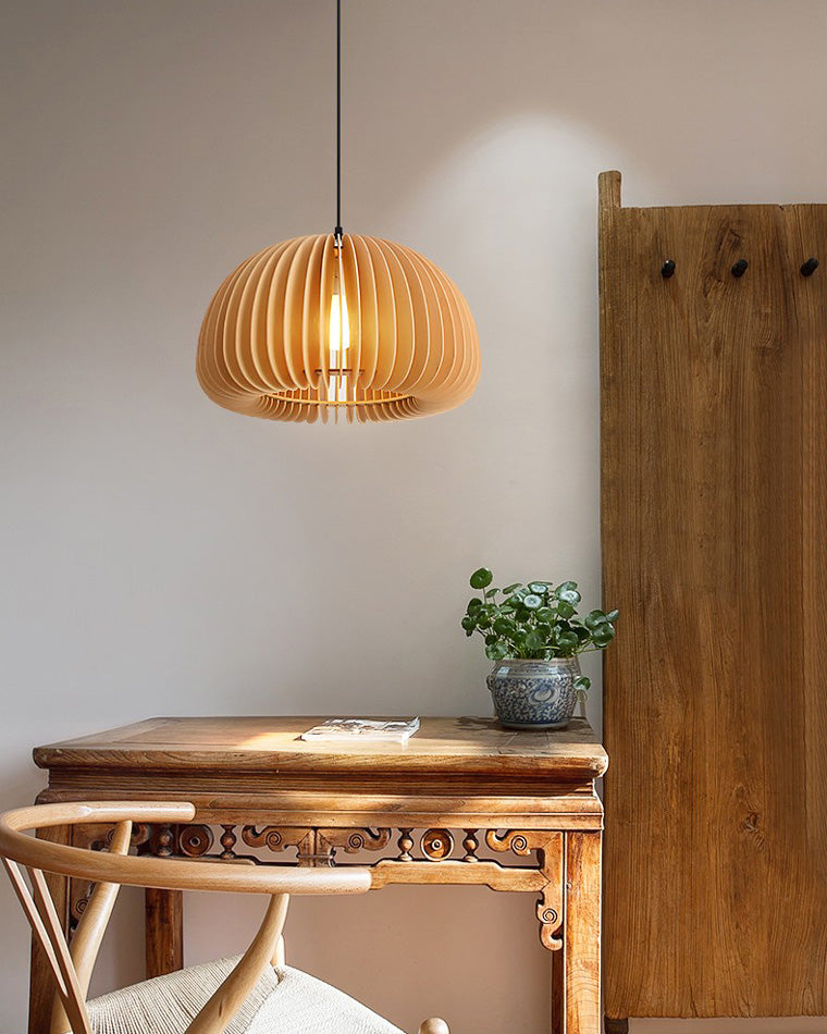 Olverai Pumpkin Wood Pendant Light