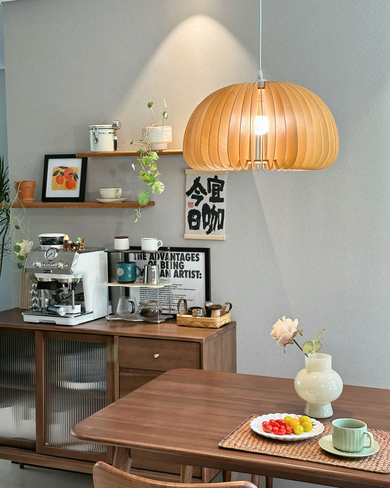 Olverai Pumpkin Wood Pendant Light