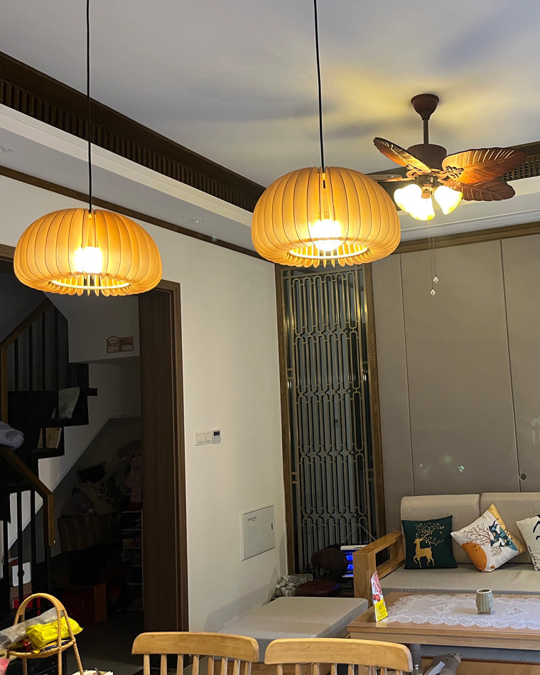 Olverai Pumpkin Wood Pendant Light
