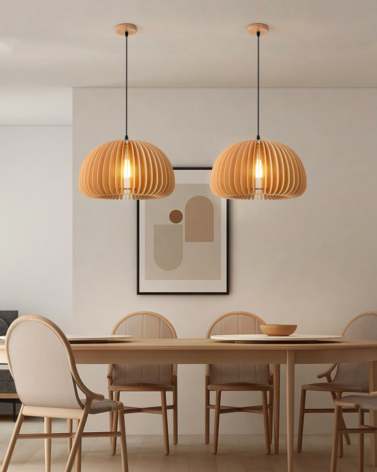 Olverai Pumpkin Wood Pendant Light