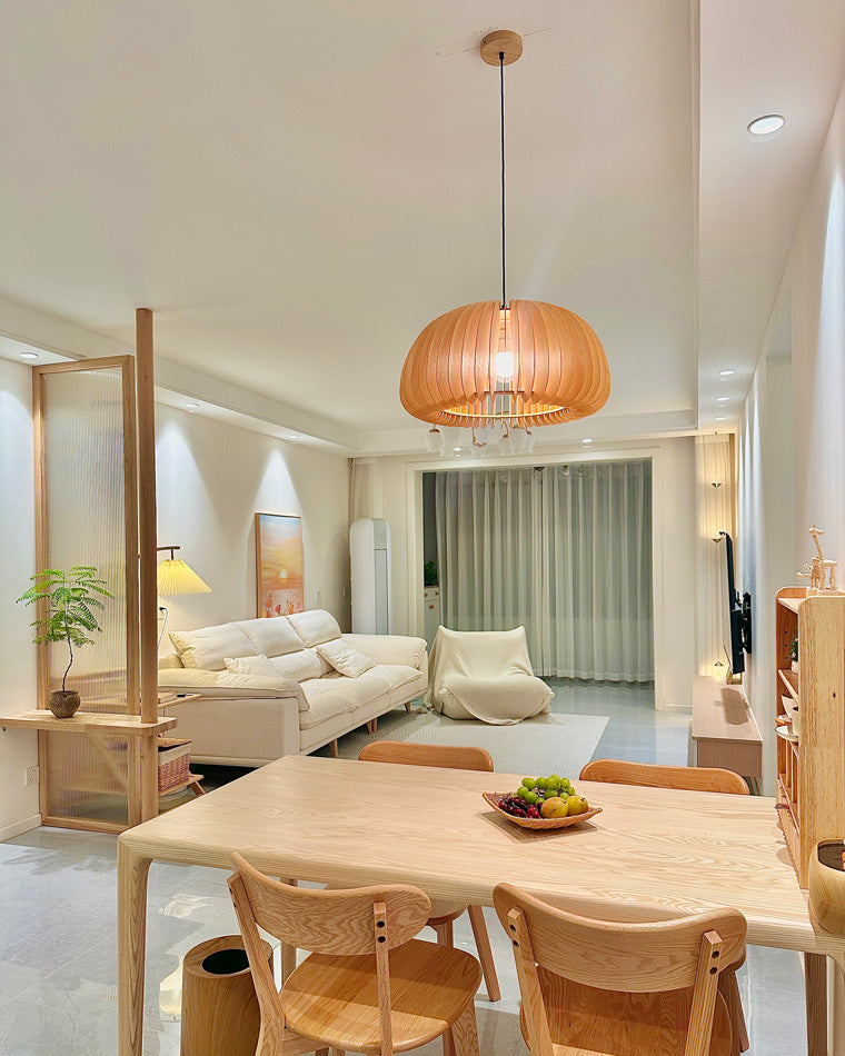 Olverai Pumpkin Wood Pendant Light