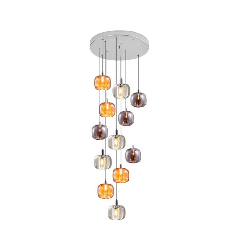 Olverai Colored Glass Multi Pendant Chandelier