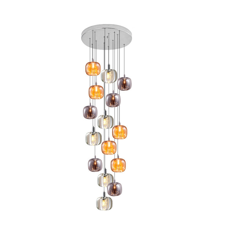 Olverai Colored Glass Multi Pendant Chandelier