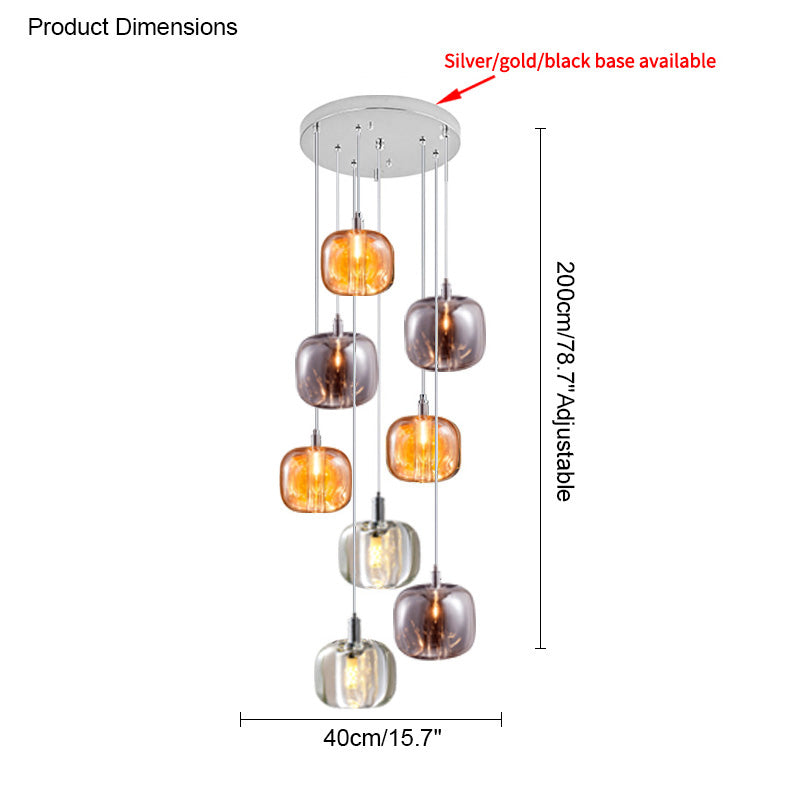 Olverai Colored Glass Multi Pendant Chandelier