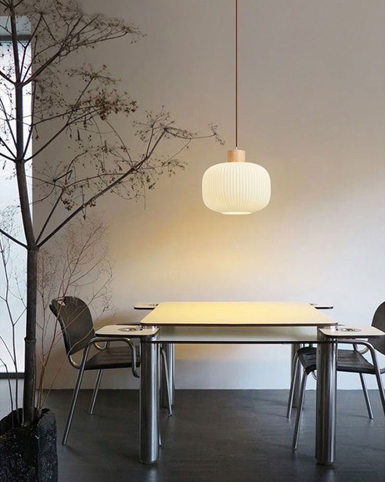 Olverai Ribbed Milk Glass Lantern Pendant Light