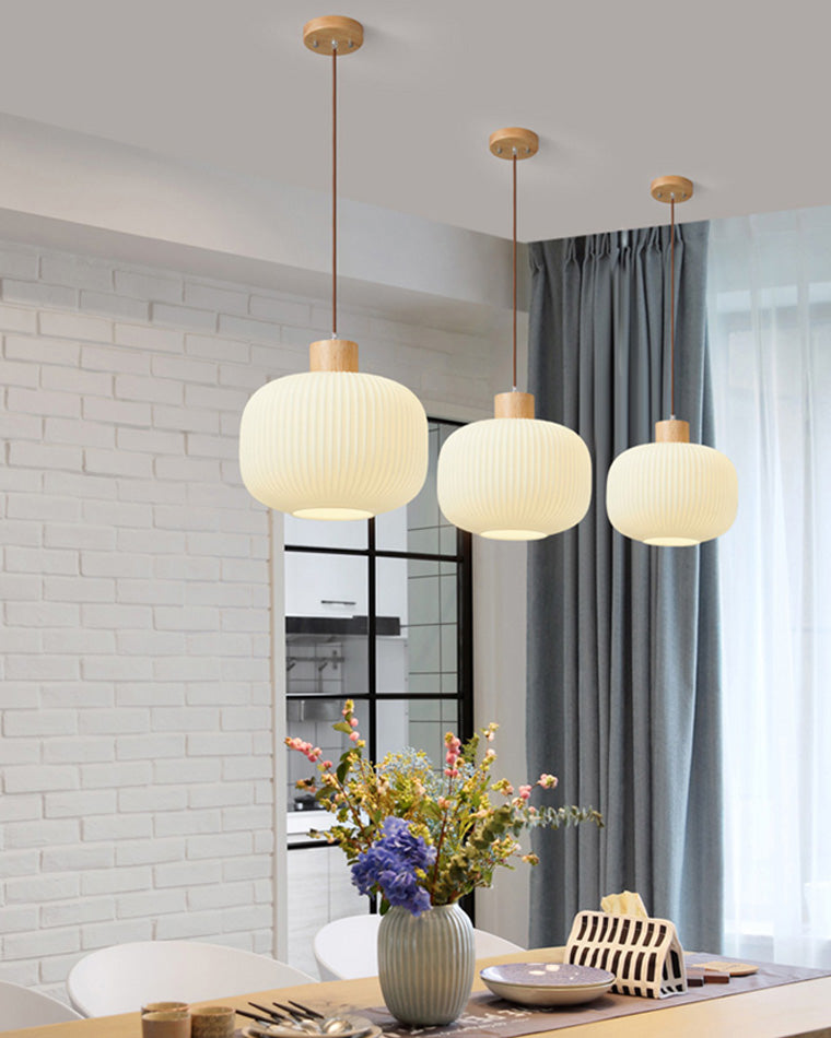 Olverai Ribbed Milk Glass Lantern Pendant Light