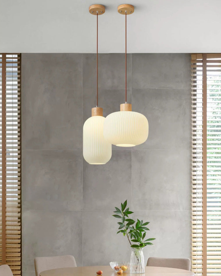 Olverai Ribbed Milk Glass Lantern Pendant Light