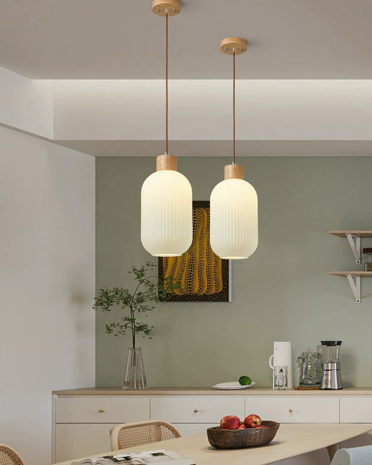 Olverai Ribbed Milk Glass Lantern Pendant Light