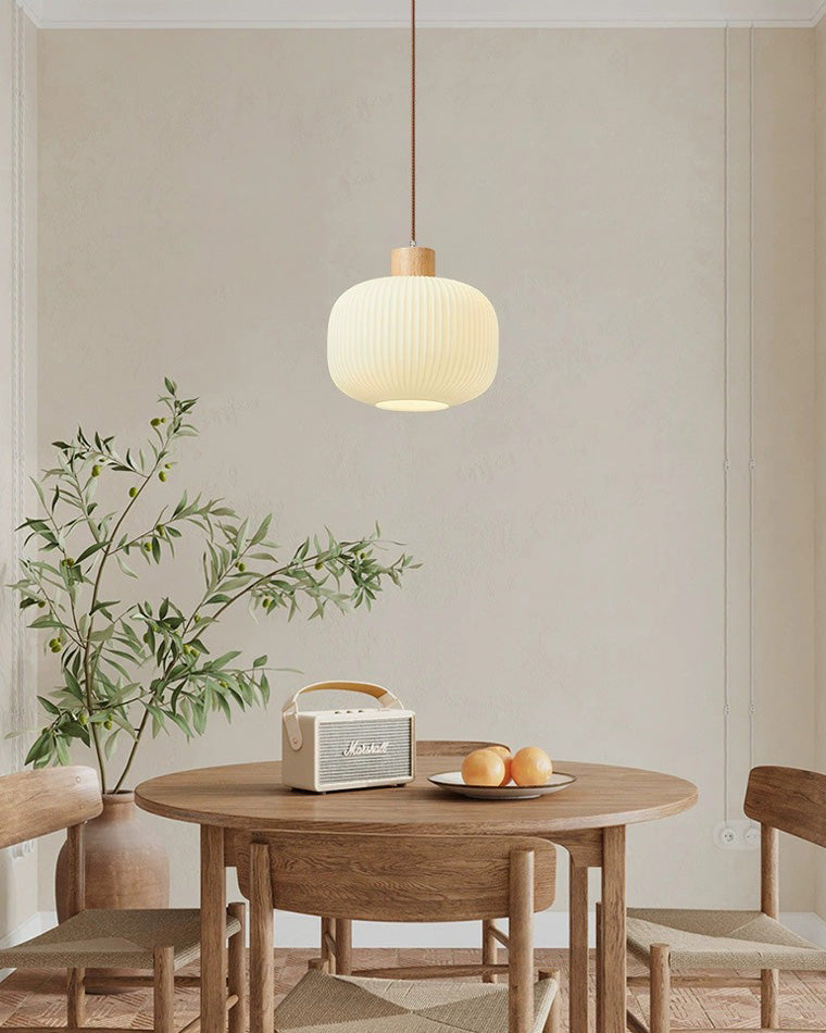 Olverai Ribbed Milk Glass Lantern Pendant Light