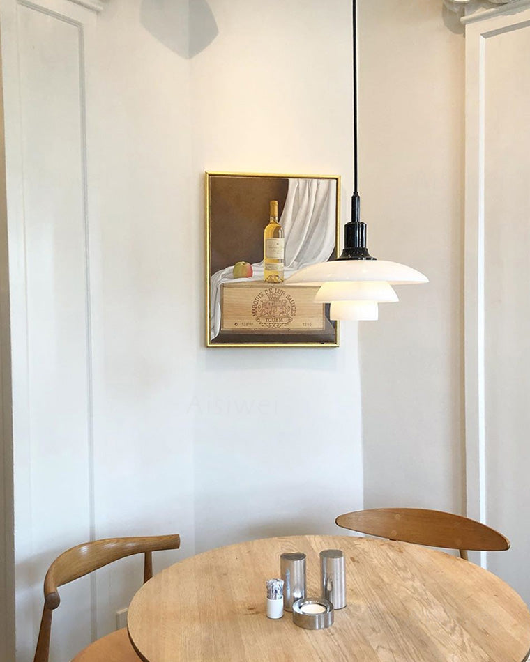 Olverai Danish Designer Milk Glass Pendant Lamp