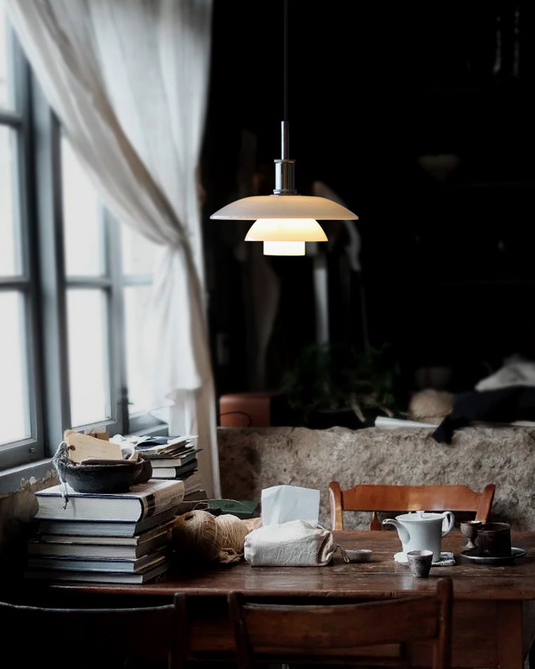 Olverai Danish Designer Milk Glass Pendant Lamp