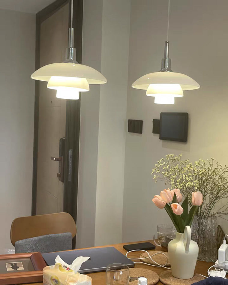 Olverai Danish Designer Milk Glass Pendant Lamp