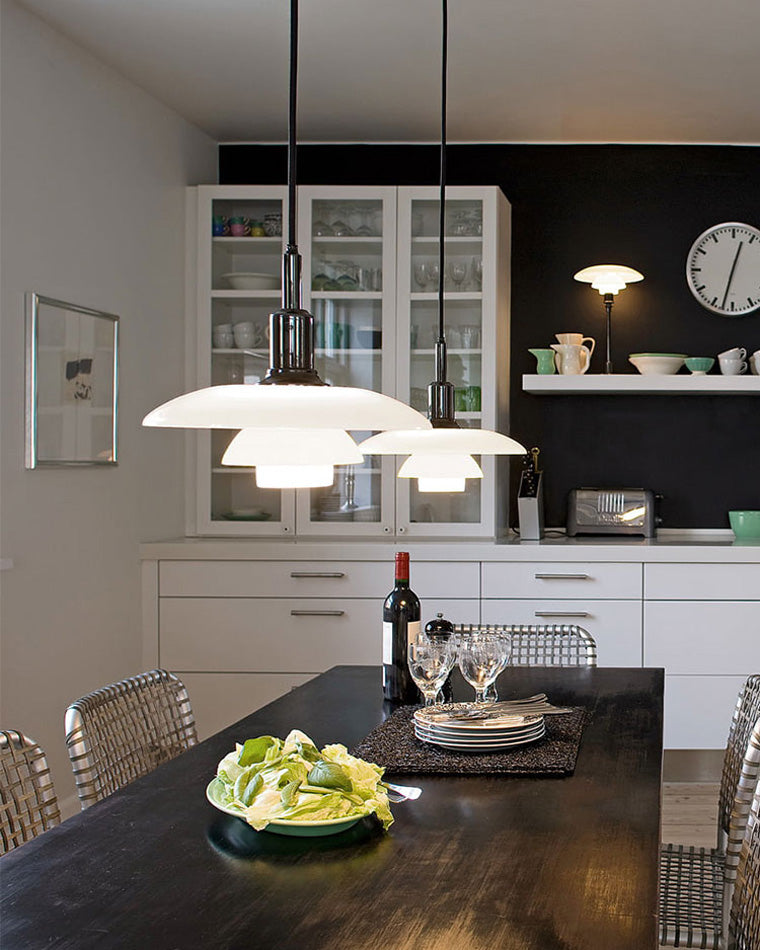Olverai Danish Designer Milk Glass Pendant Lamp
