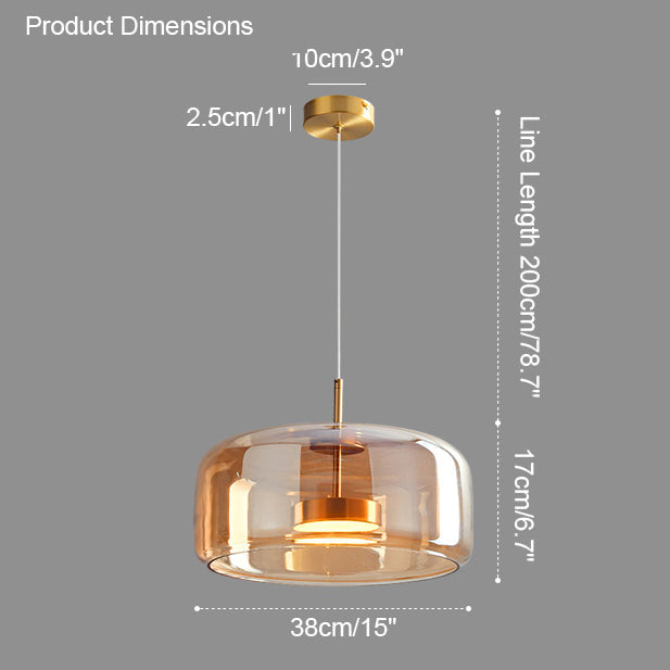 Olverai Drum Blown Glass Pendant Light
