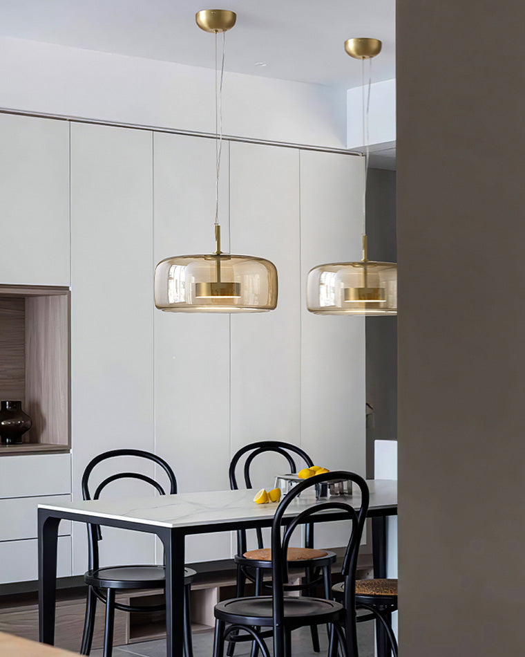 Olverai Drum Blown Glass Pendant Light