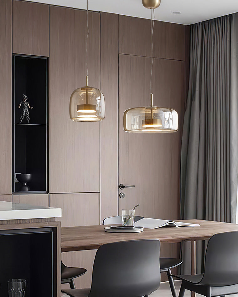 Olverai Drum Blown Glass Pendant Light