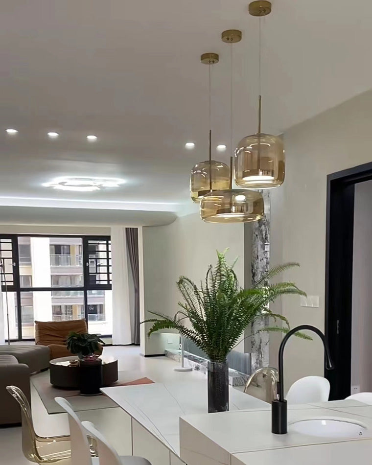 Olverai Drum Blown Glass Pendant Light