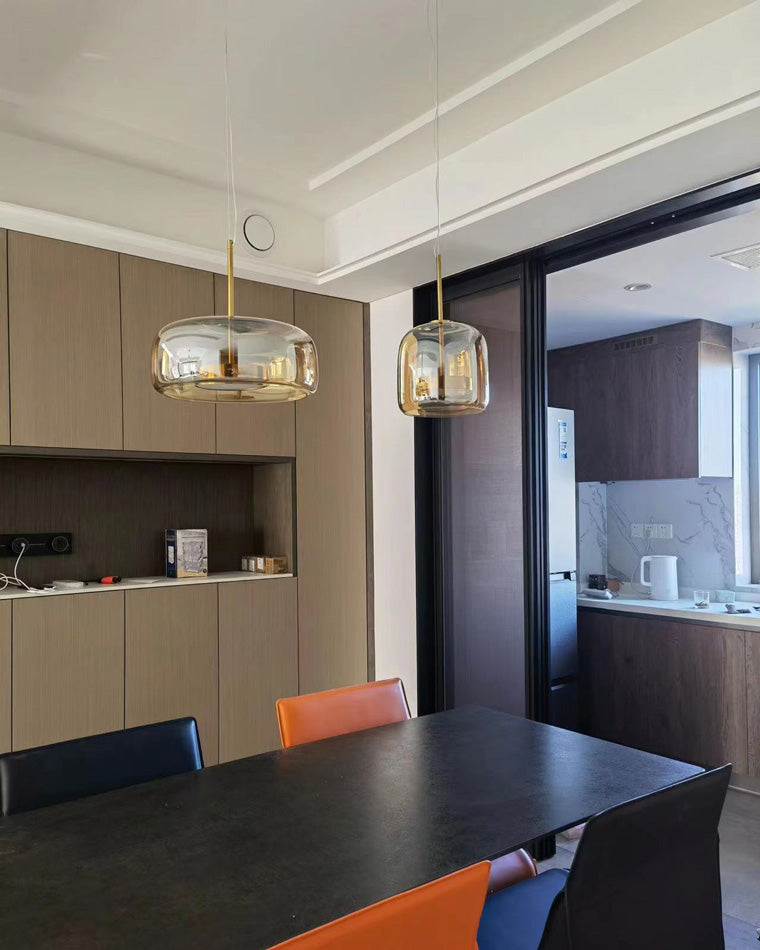 Olverai Drum Blown Glass Pendant Light