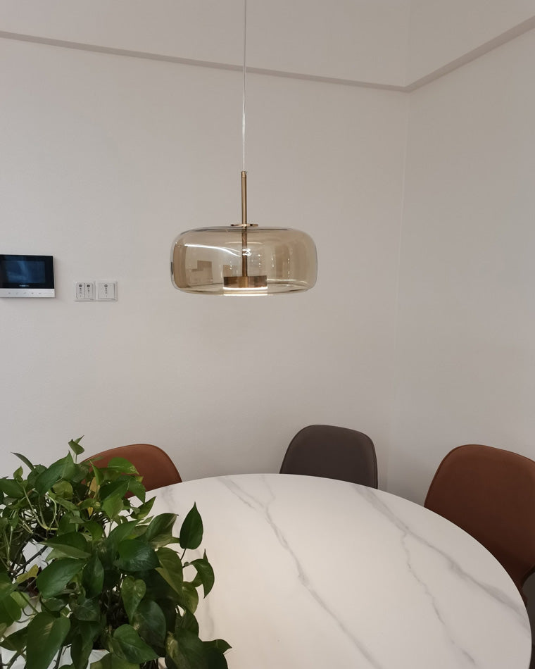 Olverai Drum Blown Glass Pendant Light