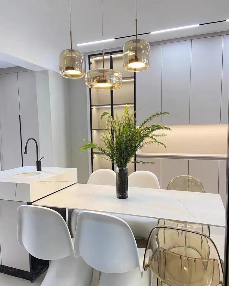 Olverai Drum Blown Glass Pendant Light