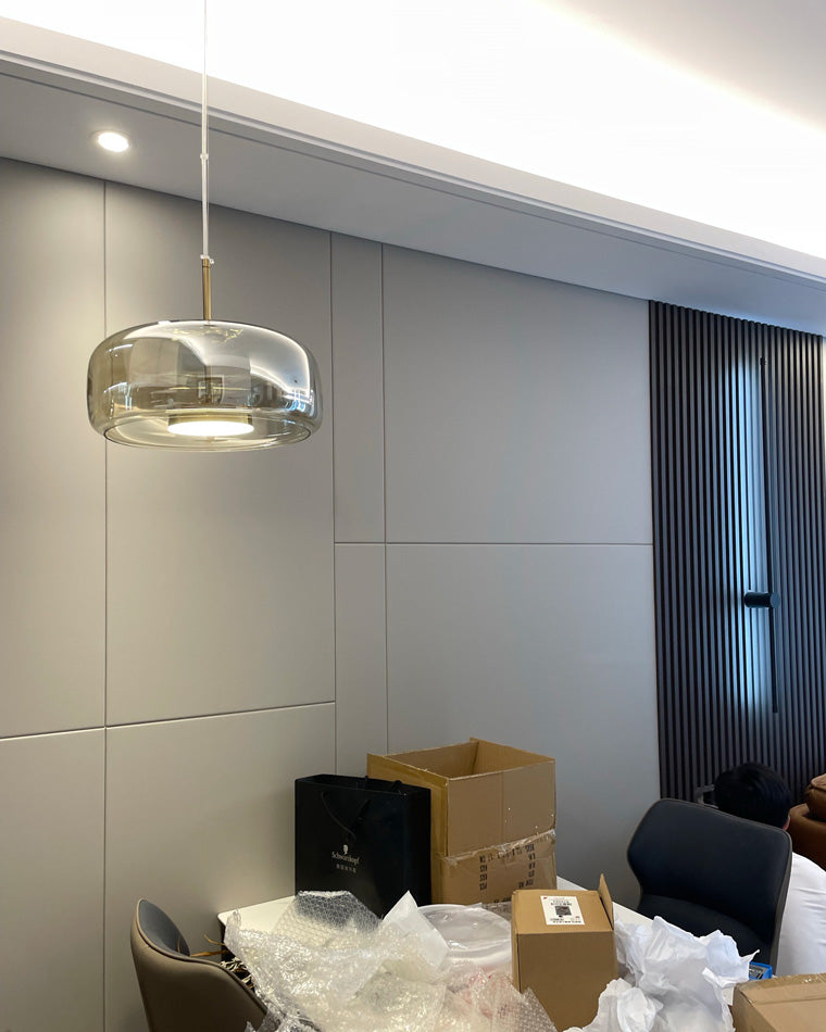 Olverai Drum Blown Glass Pendant Light