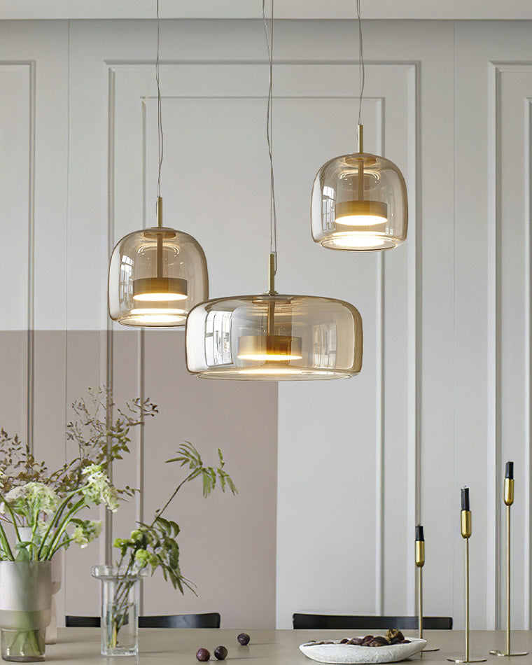 Olverai Drum Blown Glass Pendant Light