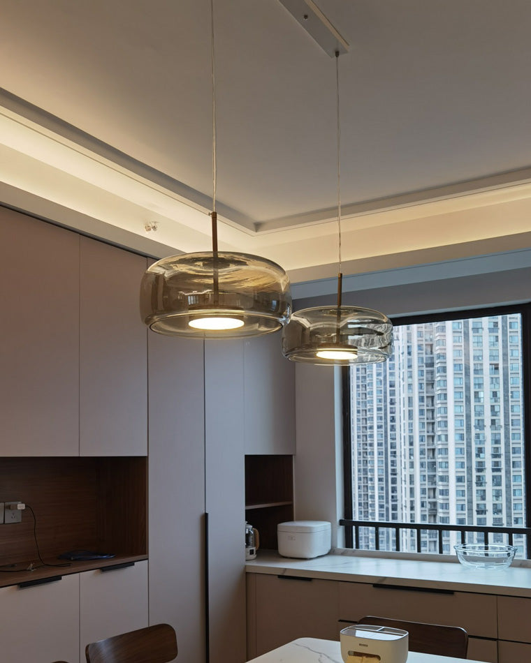 Olverai Drum Blown Glass Pendant Light