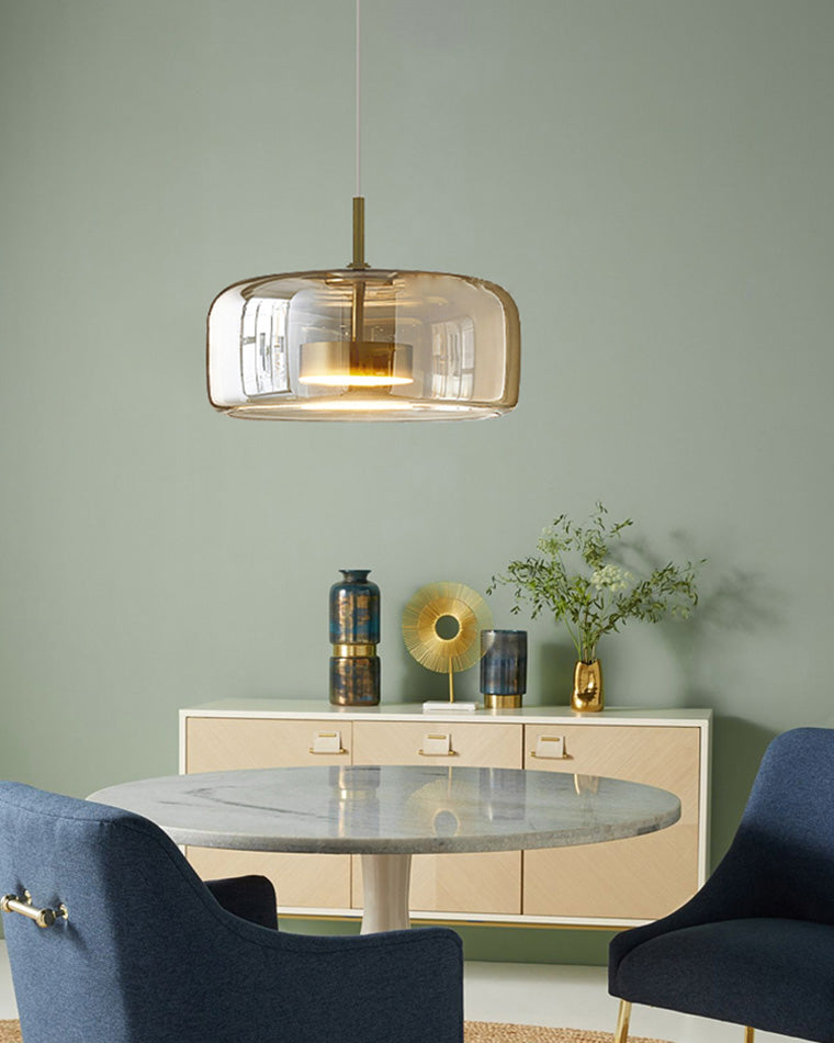 Olverai Drum Blown Glass Pendant Light