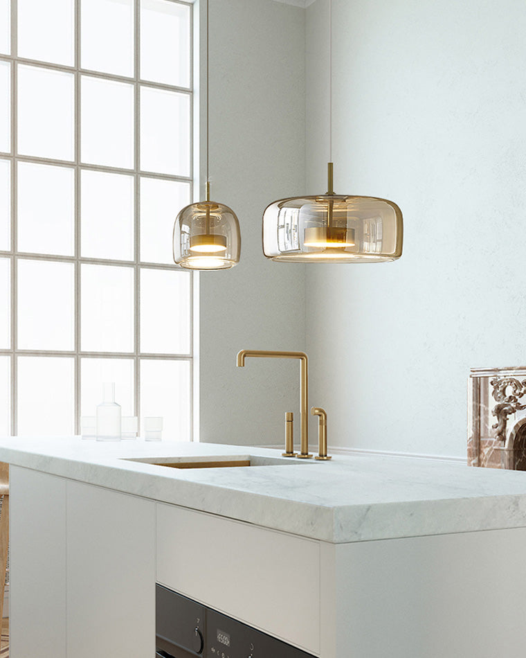Olverai Drum Blown Glass Pendant Light