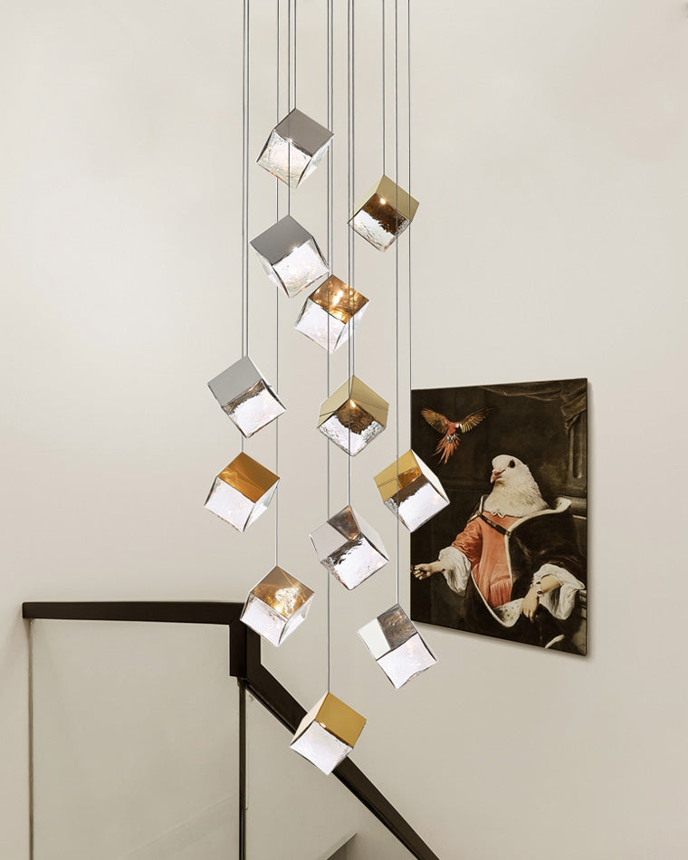 Olverai Ice Cube Textured Glass Chandelier