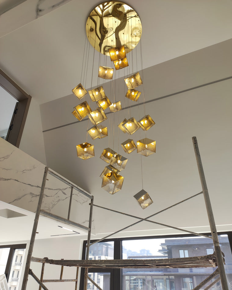 Olverai Ice Cube Textured Glass Chandelier