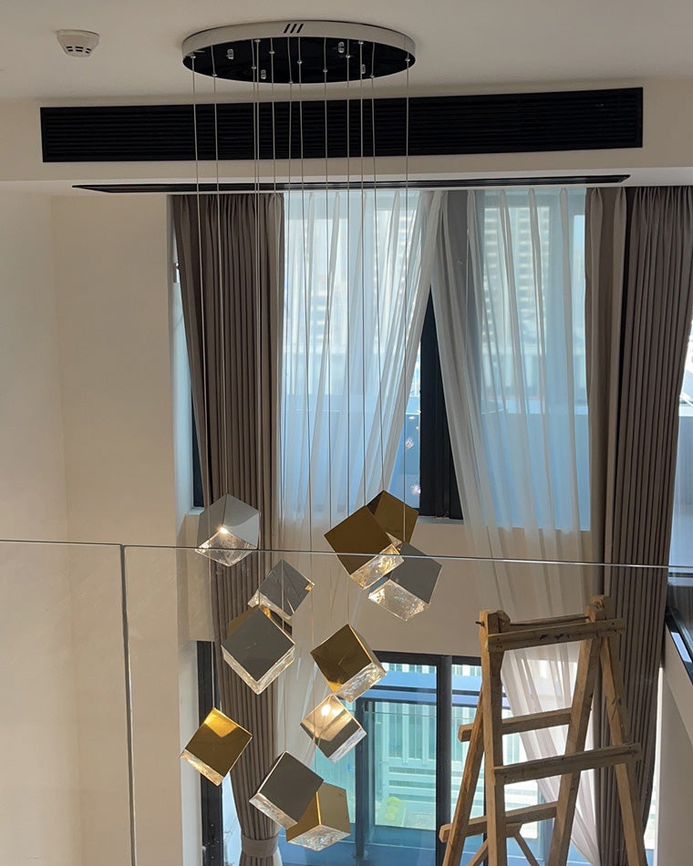 Olverai Ice Cube Textured Glass Chandelier