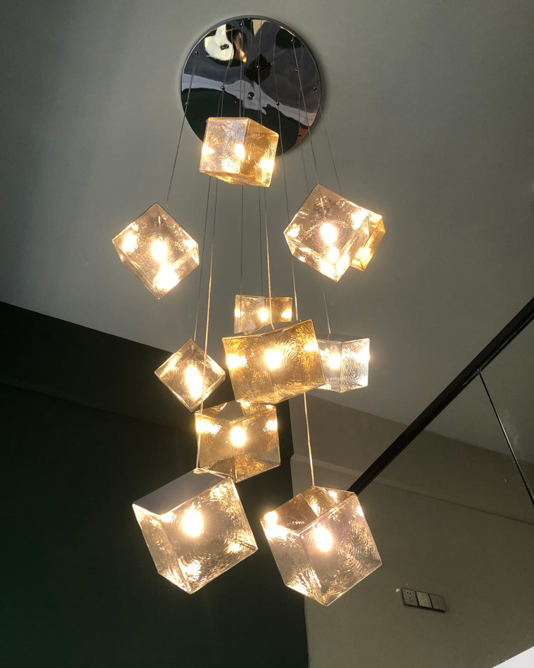 Olverai Ice Cube Textured Glass Chandelier