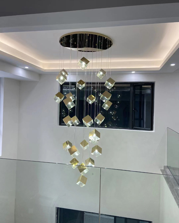 Olverai Ice Cube Textured Glass Chandelier