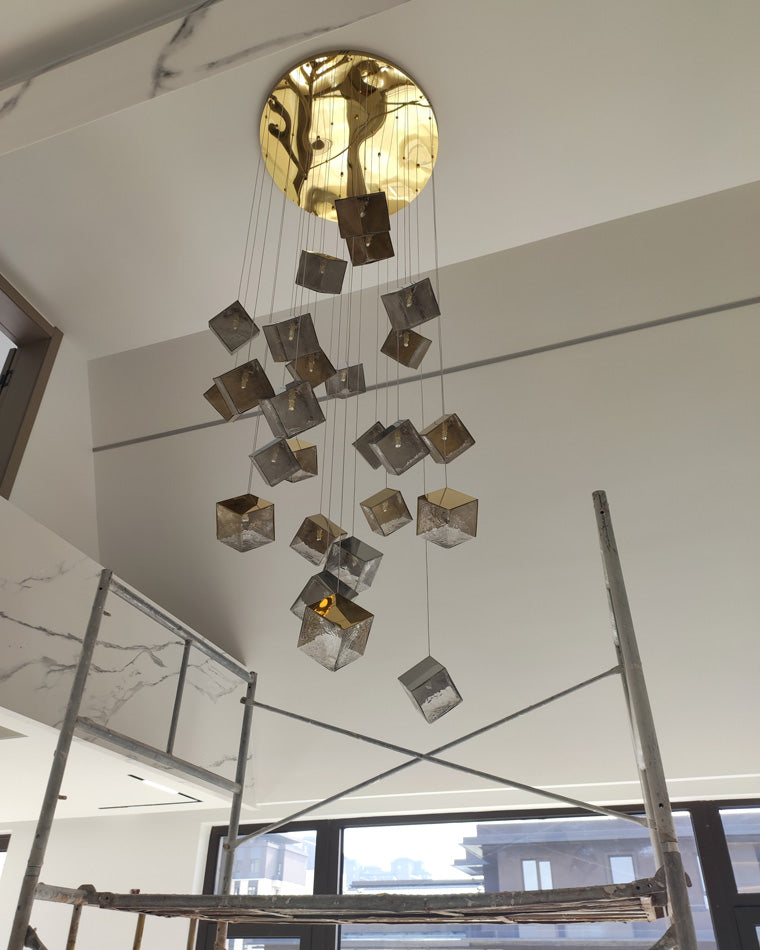 Olverai Ice Cube Textured Glass Chandelier